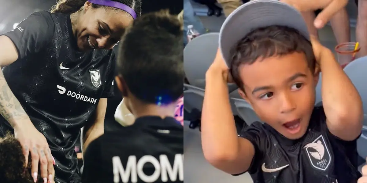 El hijo de la jugadora española festejó de gran manera desde la tribuna.